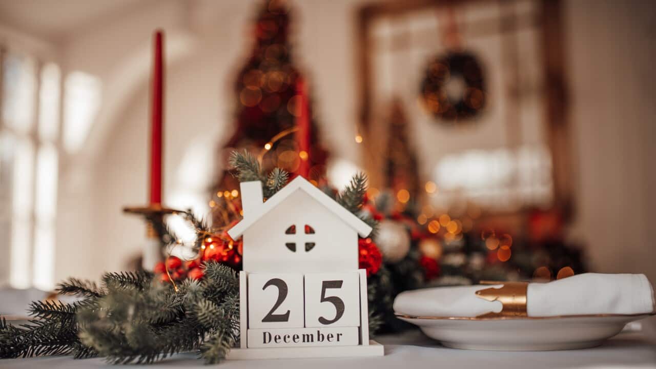 White cube handmade calendar 25th December at feast decor livingroom interior