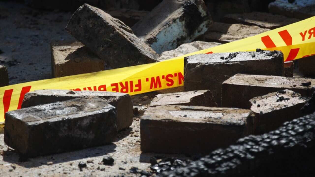 Fire and police emergency services at a scene of a fire in Sydney