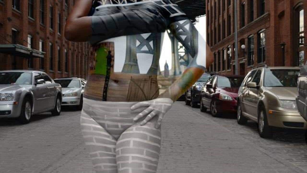 New York artist camouflages her subjects into well known landmarks. (Trina Merry Facebook)
