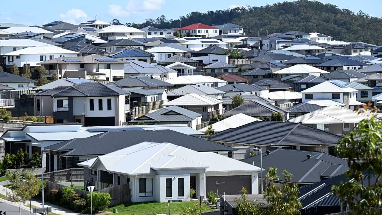 Homes are seen at a new housing estate.