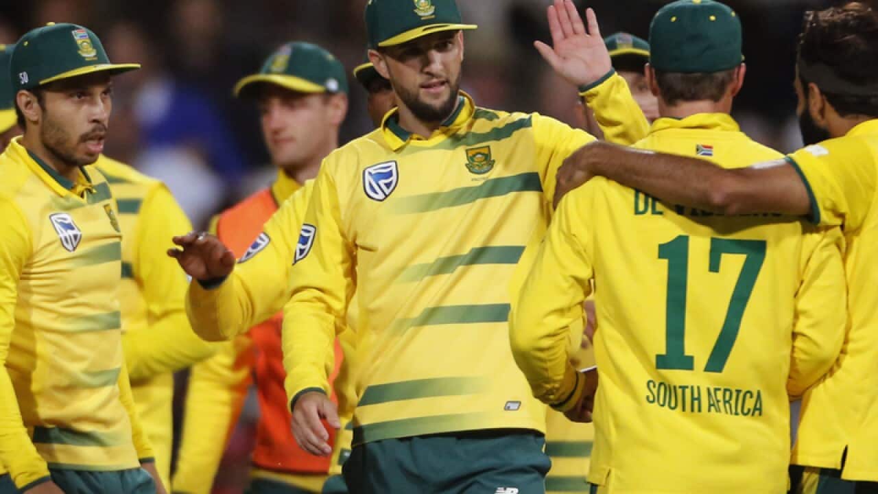 South Africa's players celebrate