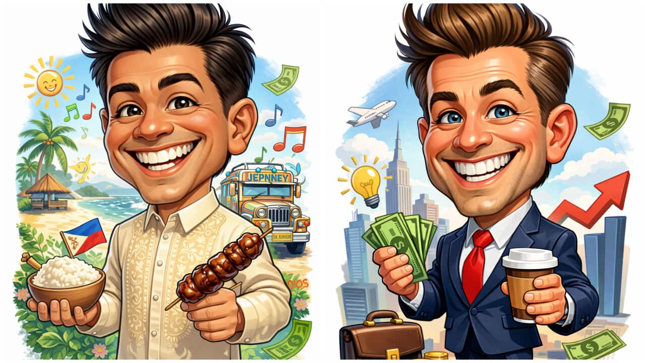 Fictional caricatures generated by ChatGPT.