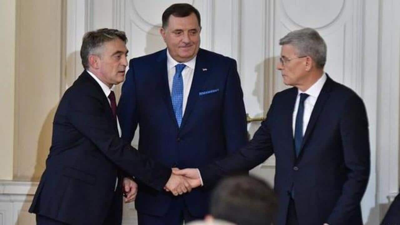 Bosnian Precidency - Zeljko Komsic (left), Milorad Dodik (center) and Sefik Dzaferovic