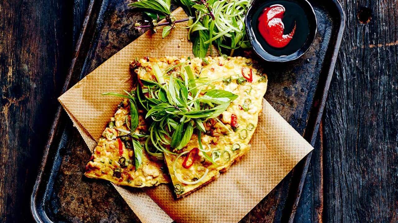 Brown rice nasi goreng omelette