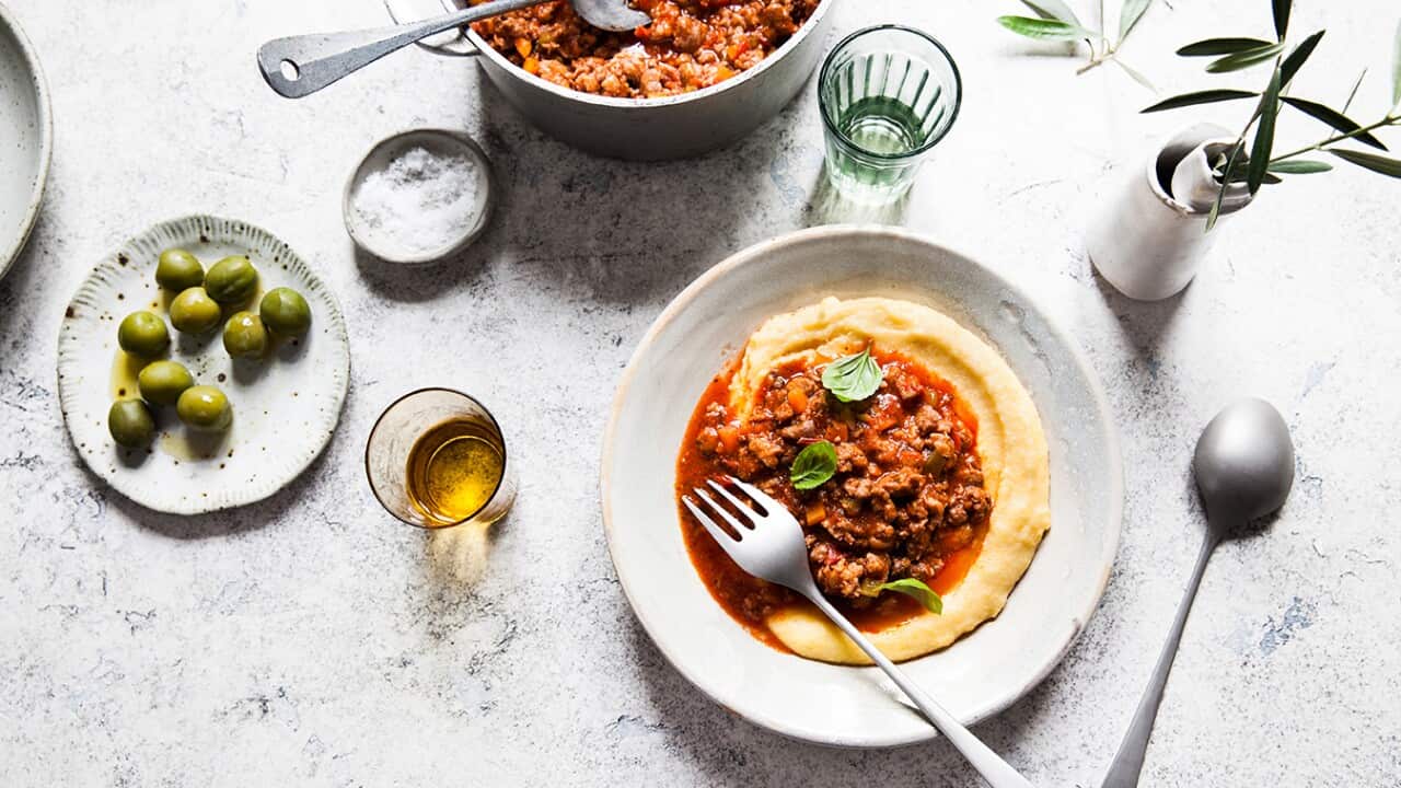 Pork sausage ragù with soft polenta