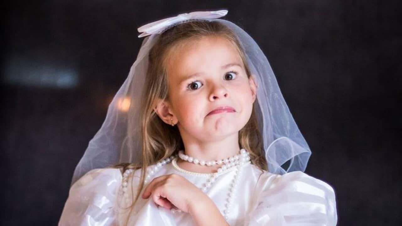 Ella in child bride costume