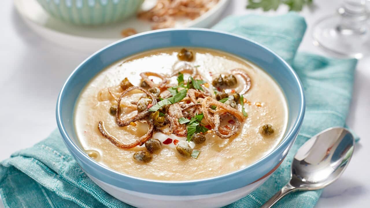 Creamy white bean cauliflower soup