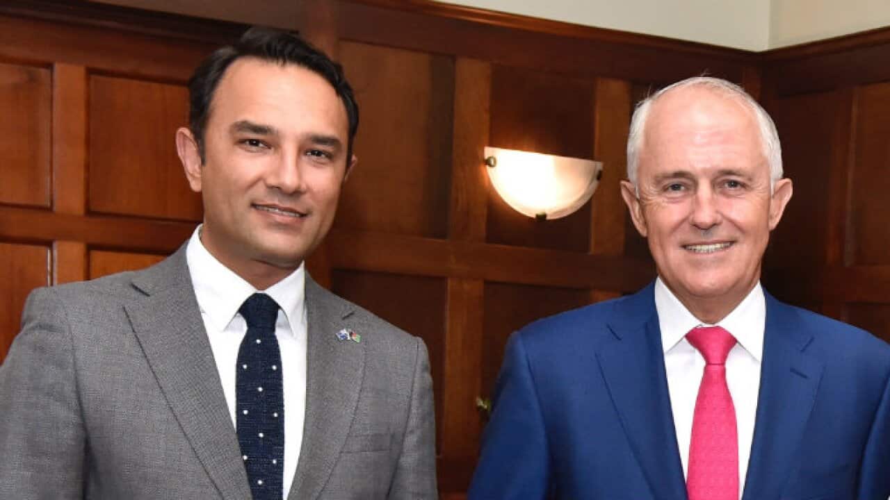 Afghan Ambassador H.E Wahidullah Waissi with Australian Prime Minister Malcolm Turnbull