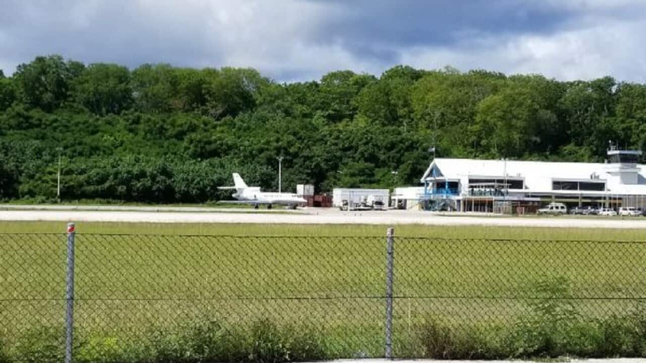 The plane about to leave Nauru.