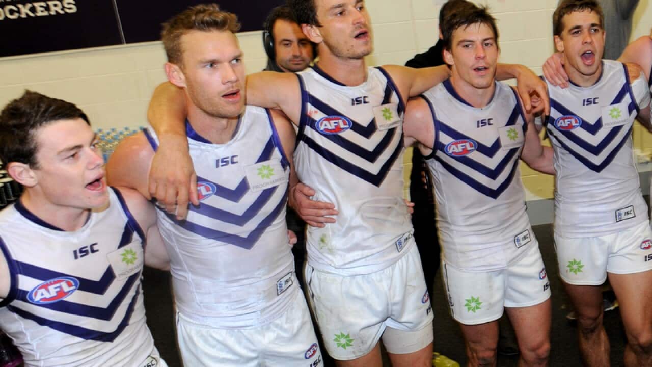 Fremantle players celebrate