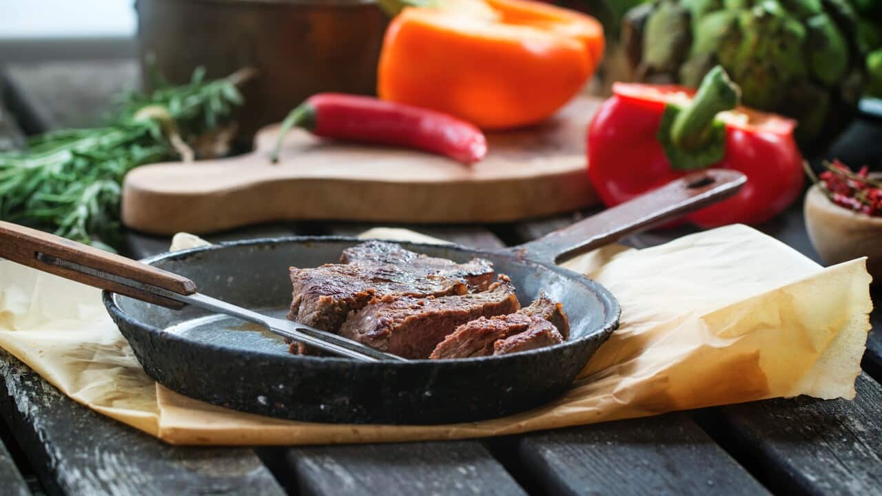 Grilled steak with vegetables
