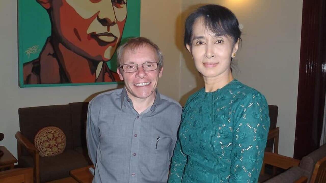 Sean Turnell with Aung San Suu Kyi (Facebook)