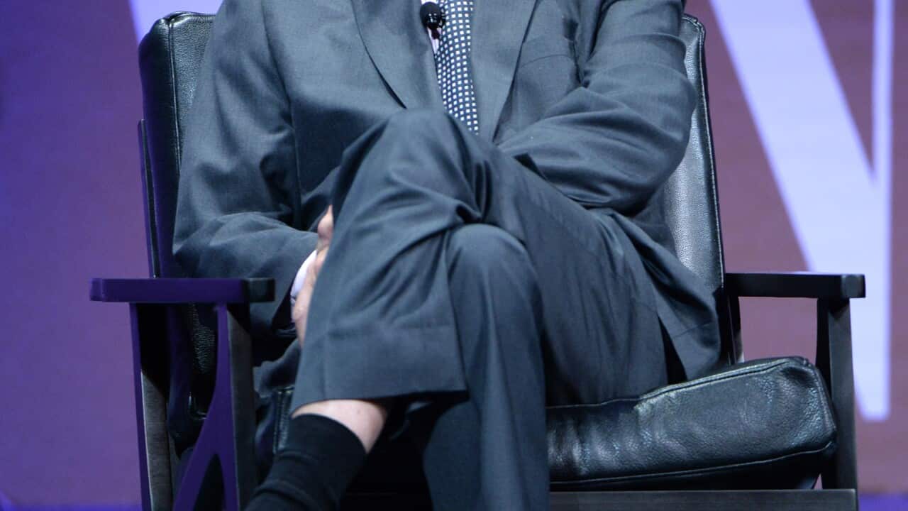 The New York Times Columnist and Moderator David Carr speak onstage during 'Missing Ink: The New Journalism at the Vanity Fair New Establishment Summit at Yerba Buena Center for the Arts on October 8, 2014 in San Francisco, California.