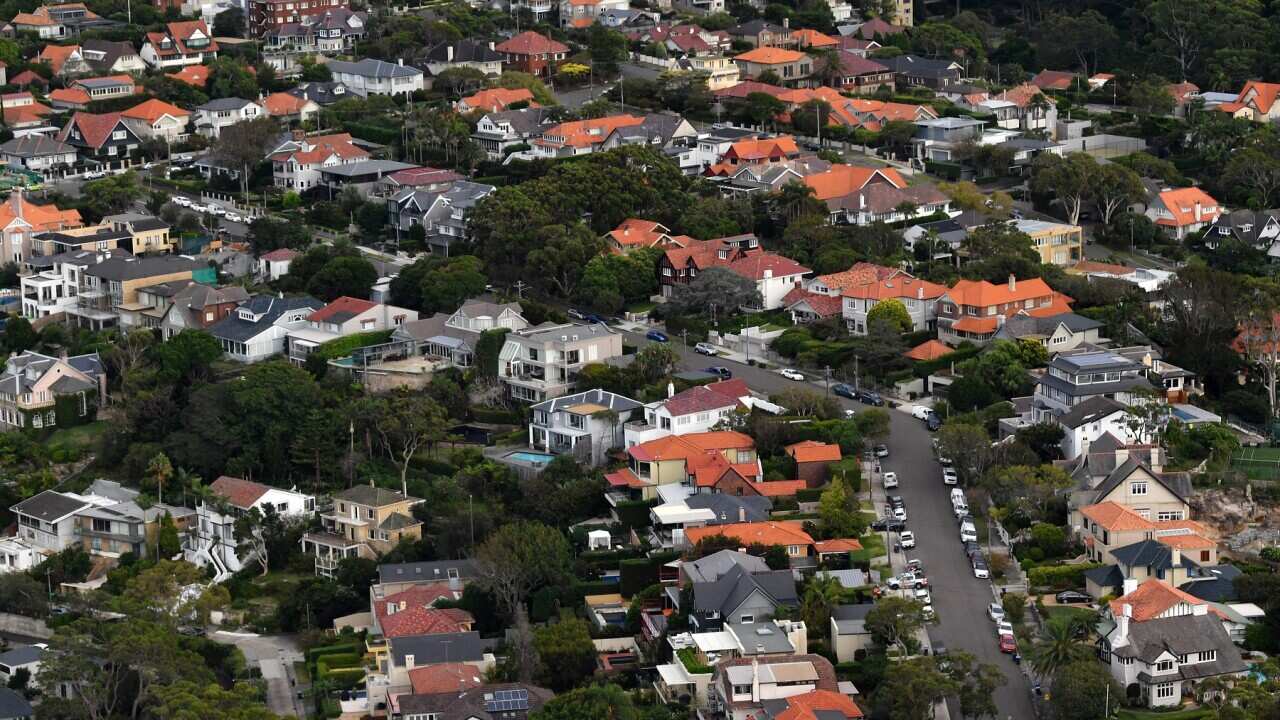 An aerial image of residential properties in Sydney