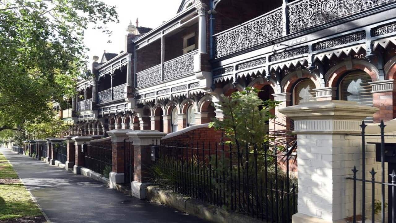 Row of Sydney's typical 2-storey terraced houses