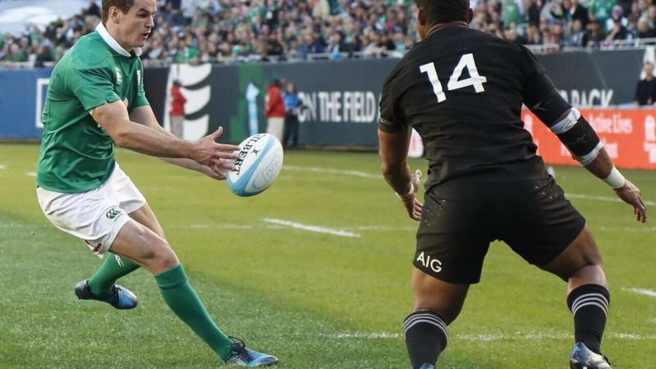 Ireland's Johnny Sexton in action against New Zealand.
