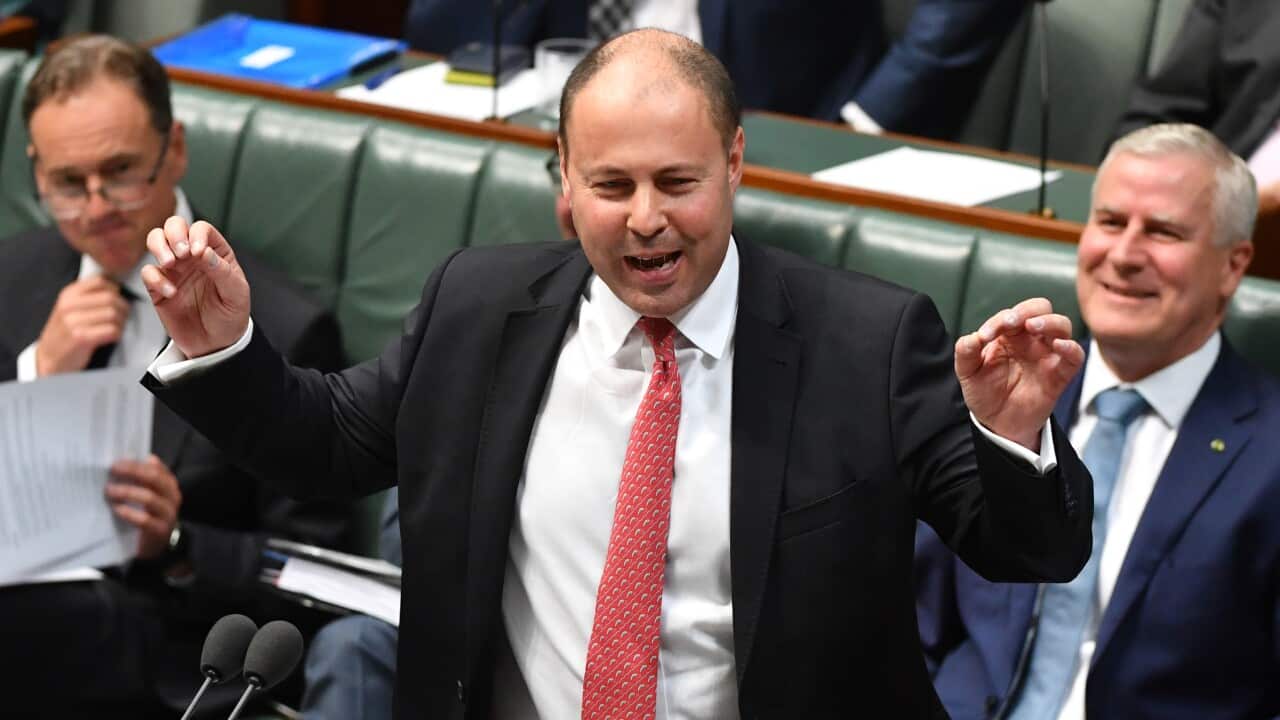 Treasurer Josh Frydenberg during Question Time in the House of Representatives at Parliament House in Canberra, Thursday, February 27, 2020. (AAP Image/Mick Tsikas) NO ARCHIVING