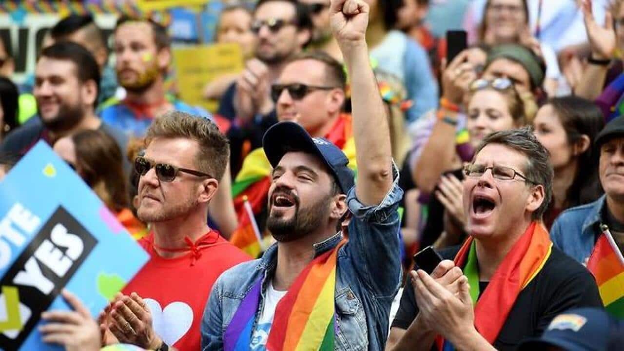 Same-sex marriage supporters have rallied in central Sydney. (AAP)