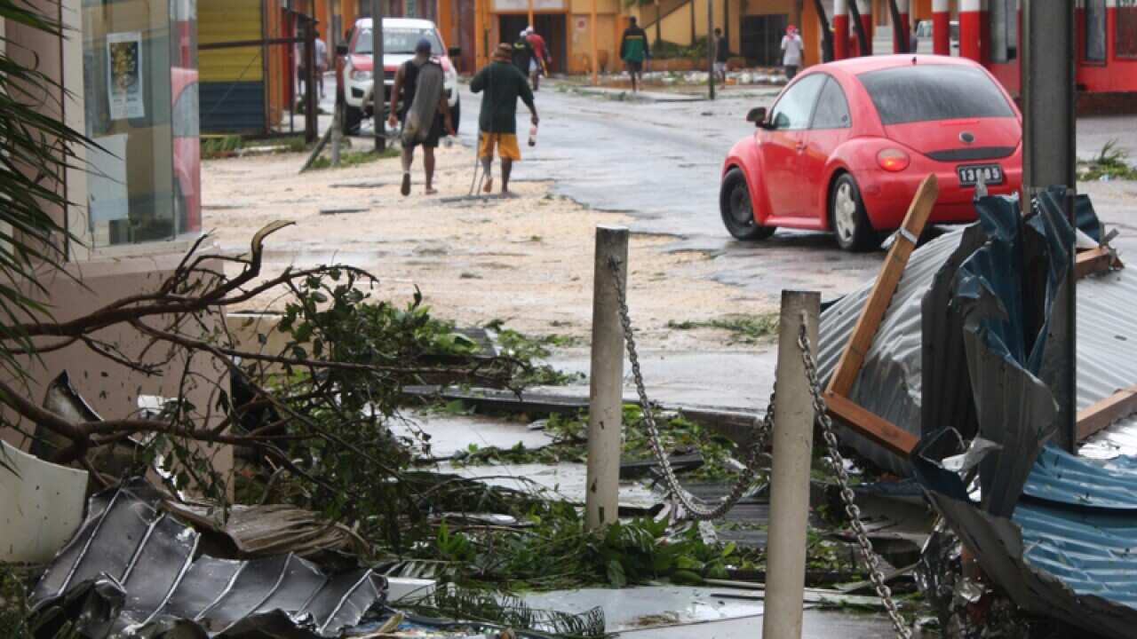 Damage is visible in Port Vila, Vanuatu