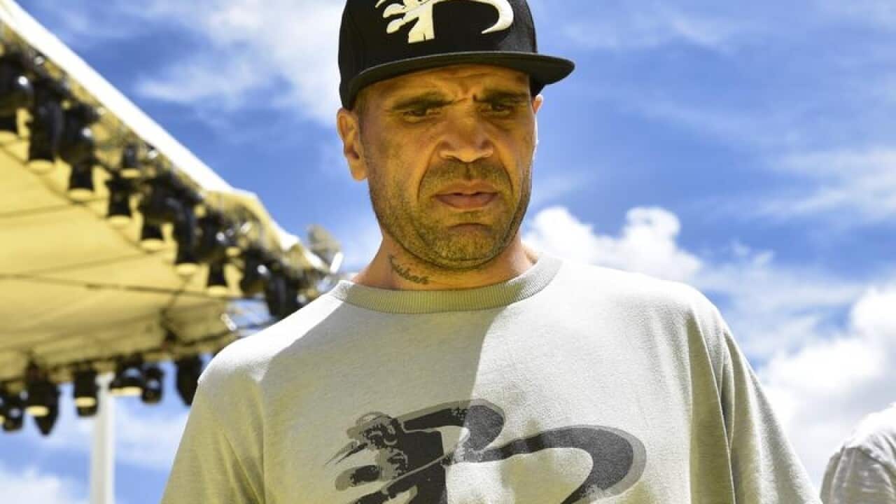 Boxer Anthony Mundine at a media press conference