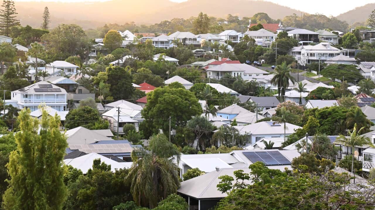 A aerial view of houses.