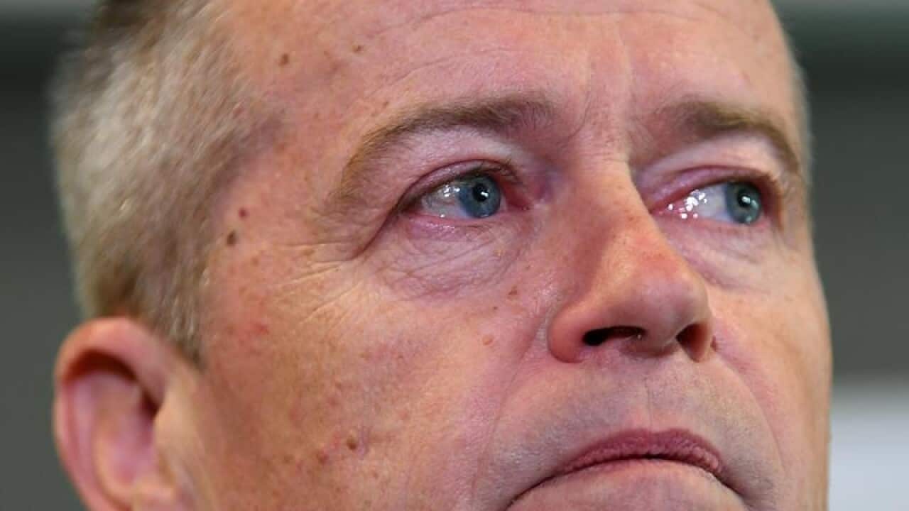 An emotional Bill Shorten speaks to the media about his late mother.