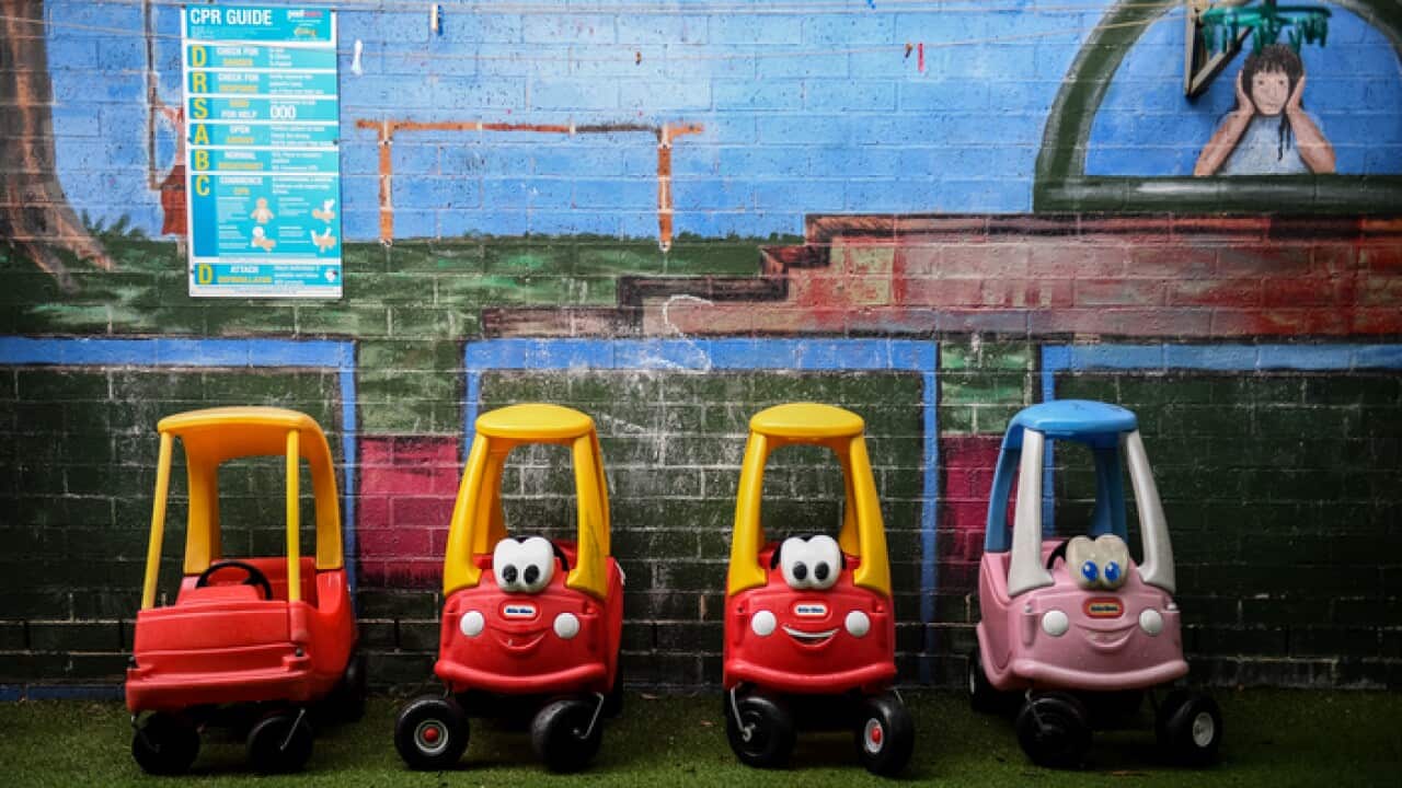 Play equipment is seen at the Mud Puddles Cottage Child Care Centre in Sydney, Monday, July 2, 2018. (AAP Image/Brendan Esposito) NO ARCHIVING