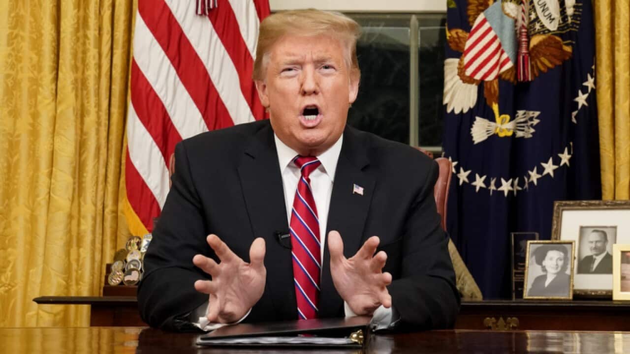 United States President Donald Trump during his televised address