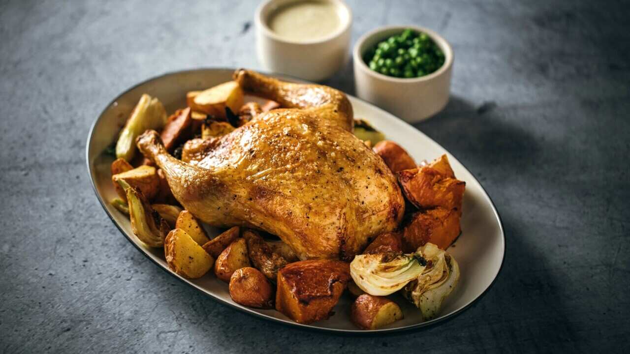 Roast chicken with onion & fennel SBS The Cook Up with Adam Liaw
