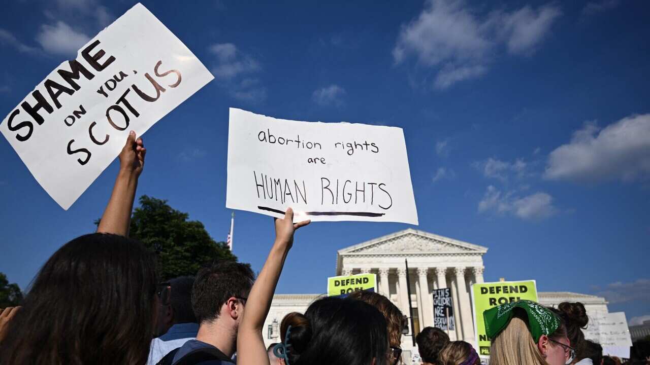 Protesters outside the United States Supreme Court