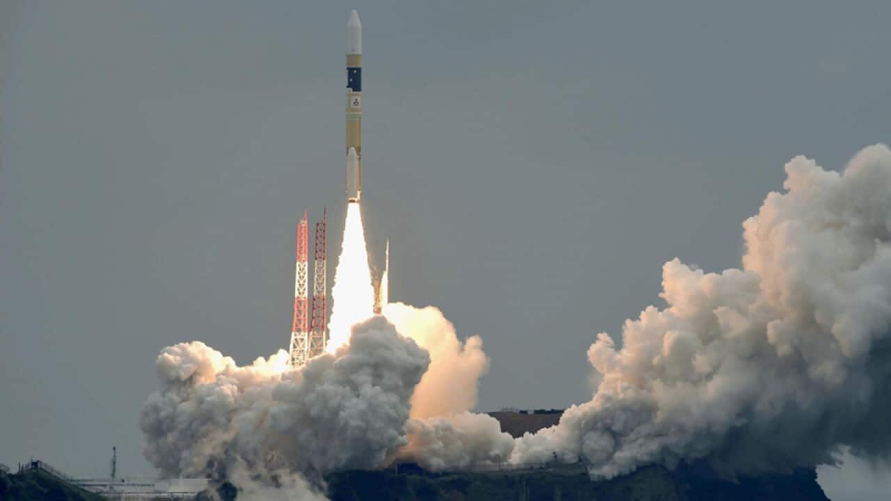 An H-2A rocket carrying the quasi-zenith satellite Michibiki No. 2