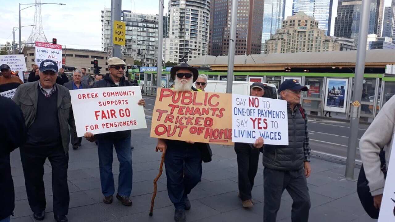 Members of the "Fair Go" movement at Federation Square. 