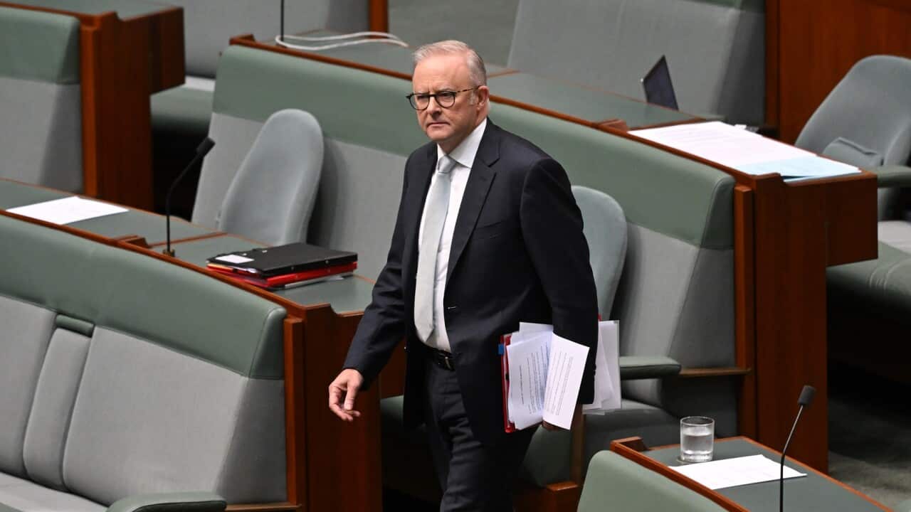 Australian Prime Minister Anthony Albanese arrives during Question Time.