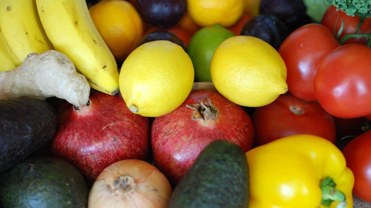 Fresh produce on kitchen countertop