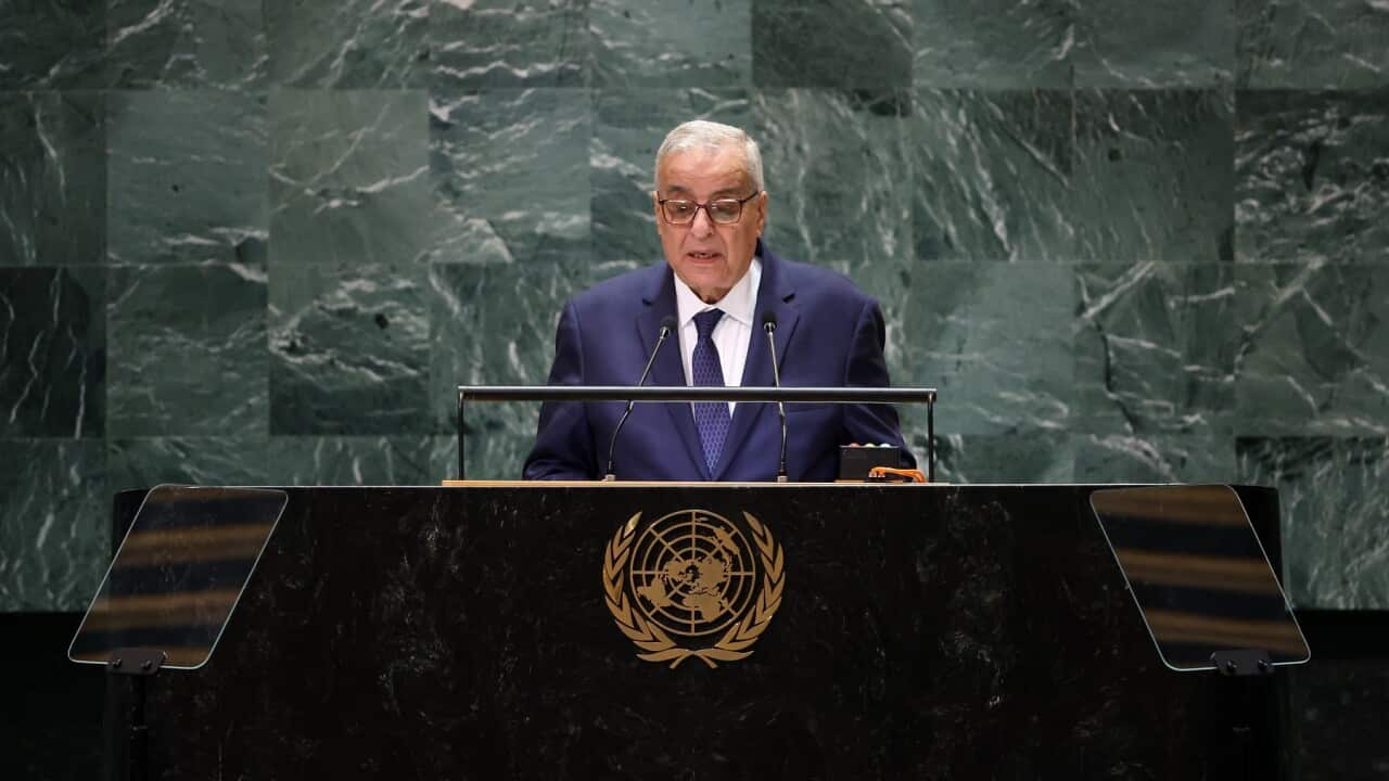 Abdallah Bouhabib, Foreign Minister of Lebanon, speaks at the United Nations General Assembly (AAP)