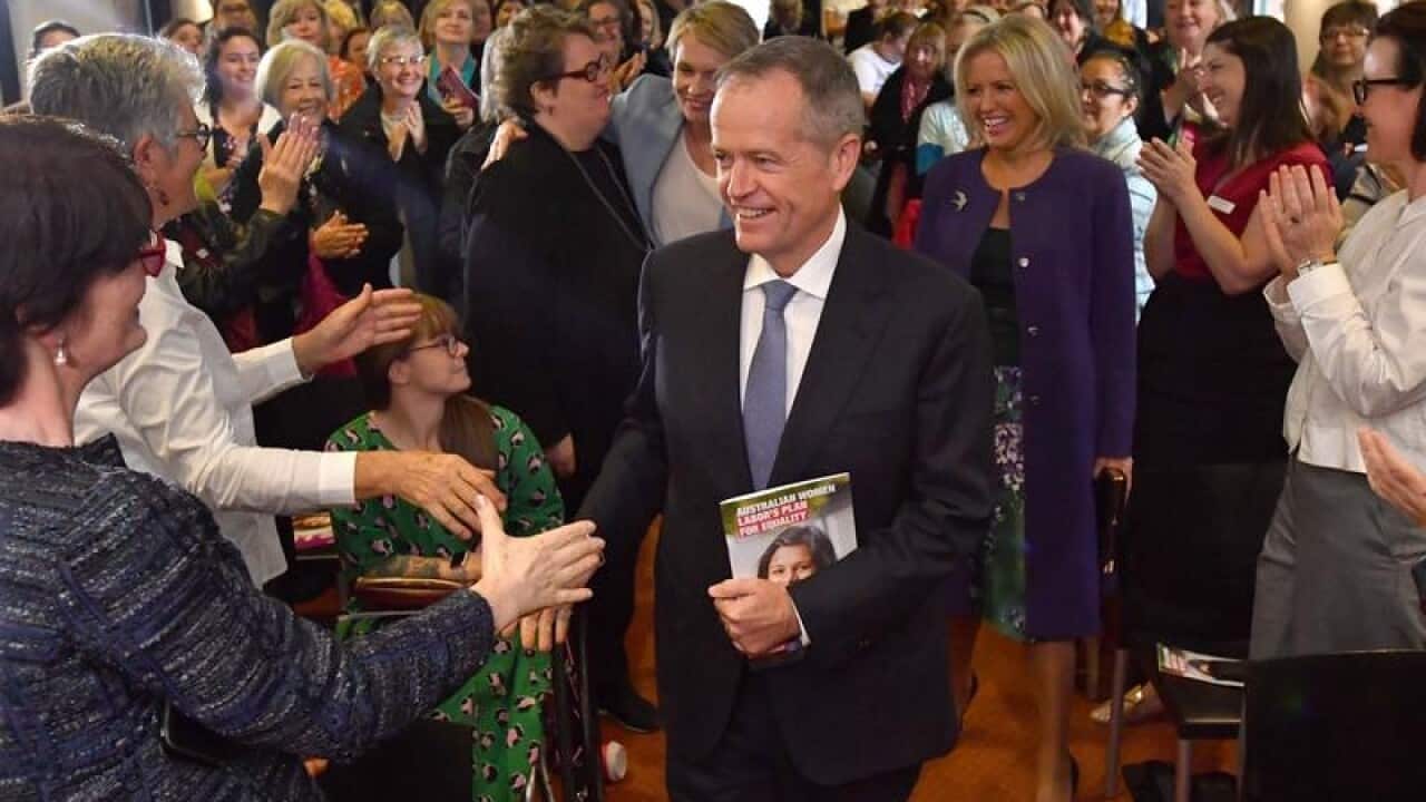 Opposition Leader Bill Shorten visiting women's centre in Melbourne.