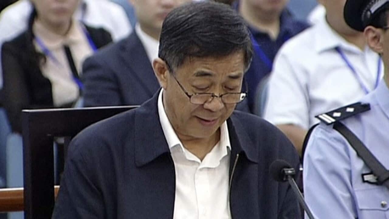 Former Chinese politician Bo Xilai in a court room