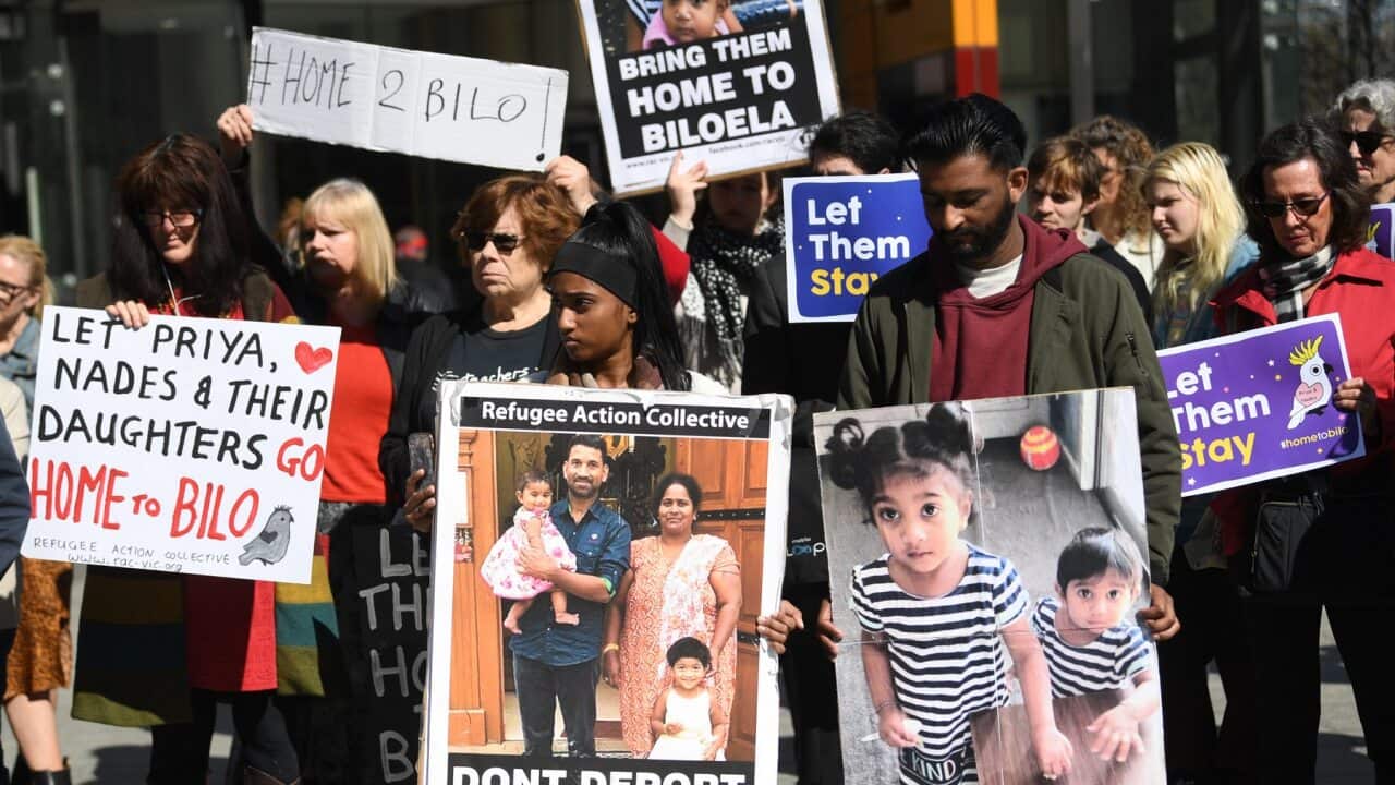 Supporters of the family outside the Federal Court in Melbourne