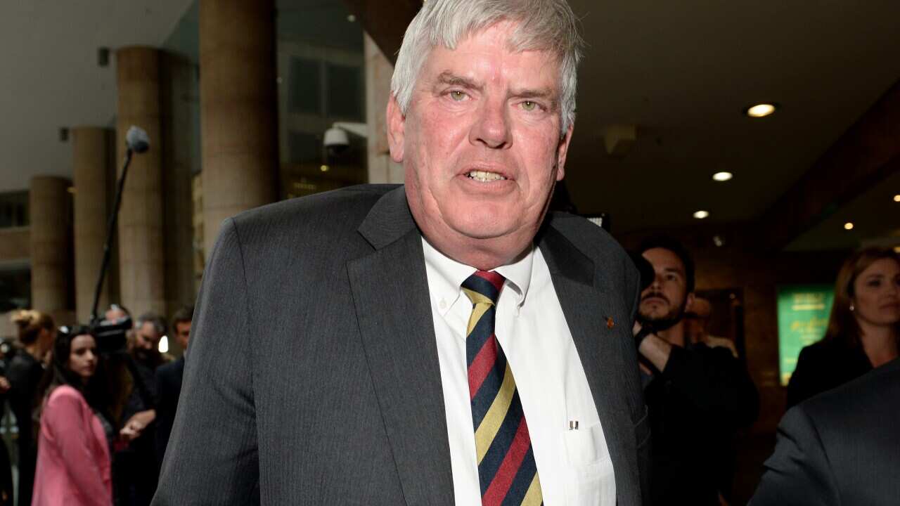 Port Stephens Liberal MP Craig Baumann departs after giving evidence at the Independent Commission Against Corruption (ICAC) hearing in Sydney. (AAP)