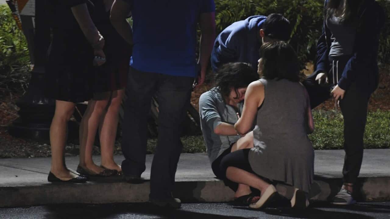 Distraught parents meet at the Fort Lauderdale Marriott Coral Springs Hotel to pick up their children following the shooting.
