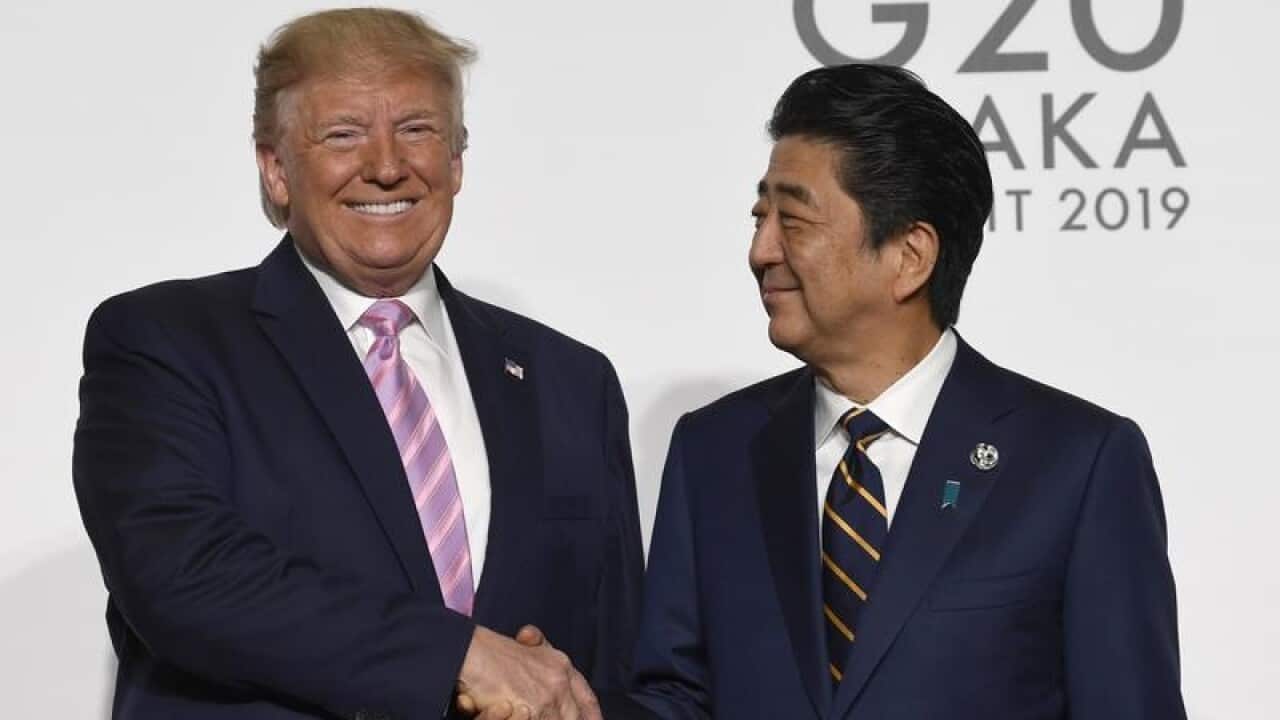 President Donald Trump with Japanese Prime Minister Shinzo Abe