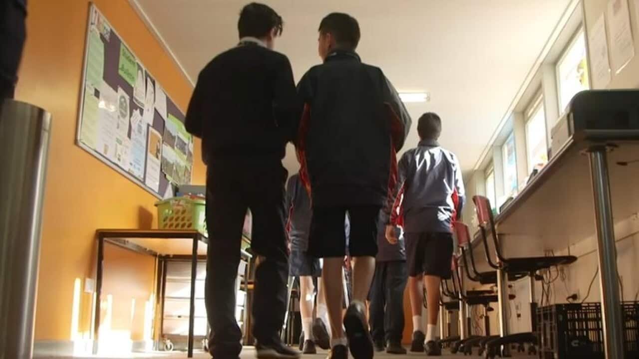 Pupils in a school corridor