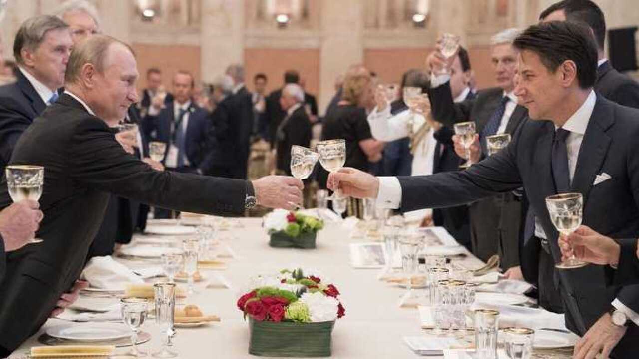 Un'immagine della cena di gala a Palazzo Madama