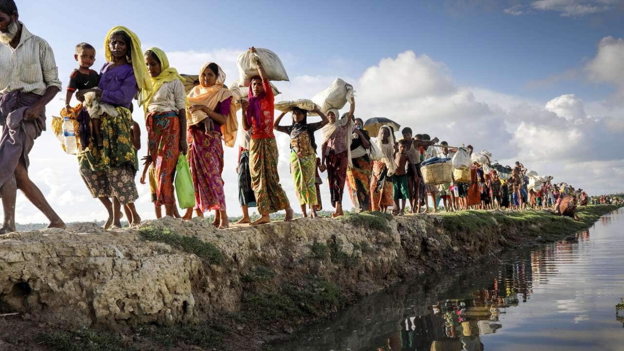 Hundreds of Rohingya people crossing Bangladesh's border as