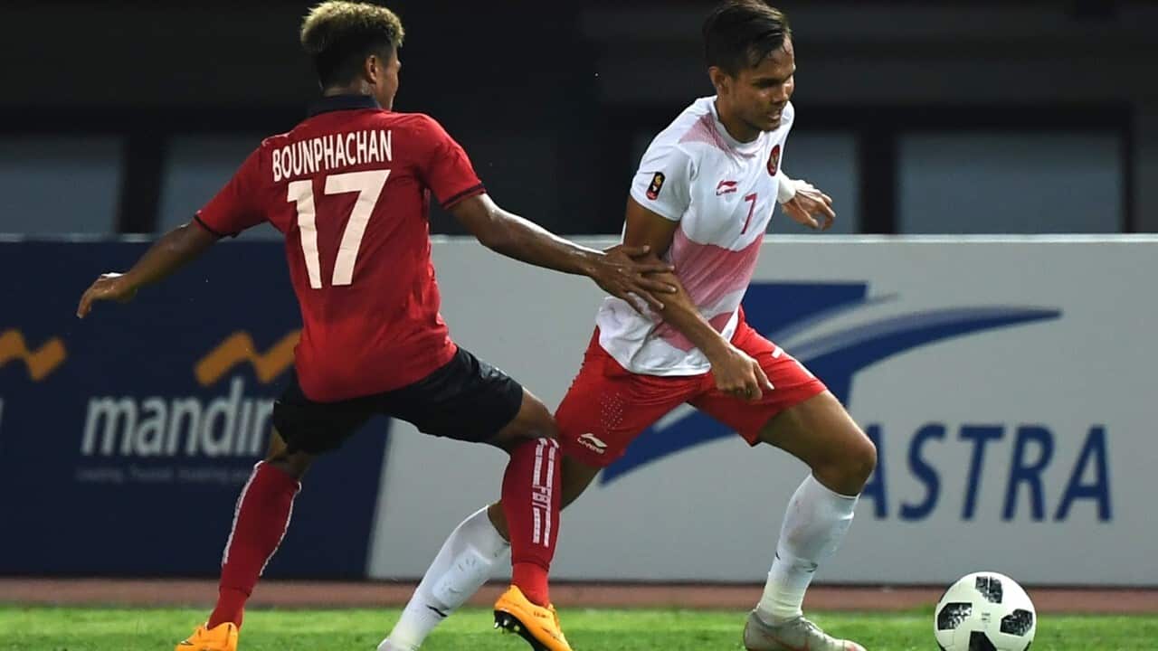 Lao vs Indonesia in 2018 Asian Games (ARIEF BAGUS-AFP via Getty Image)