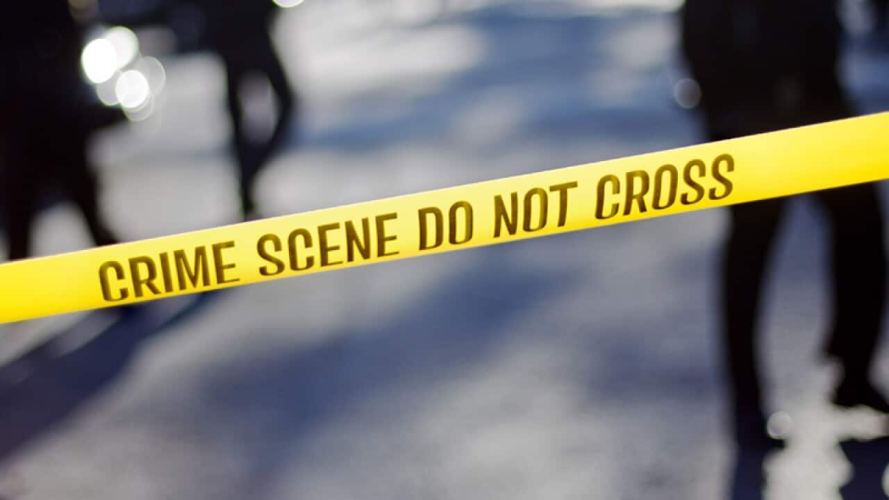 Crime scene tape blocks of the area