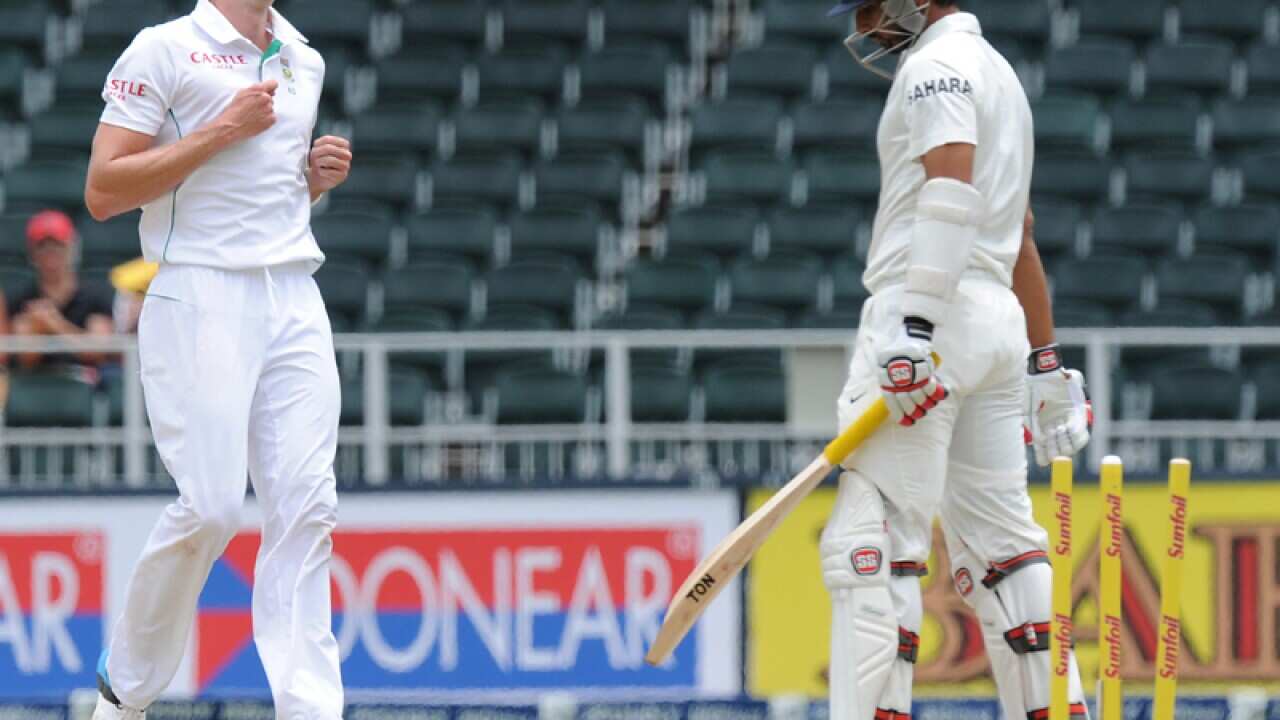 Players on day 2 of the first cricket Test in Johannesburg
