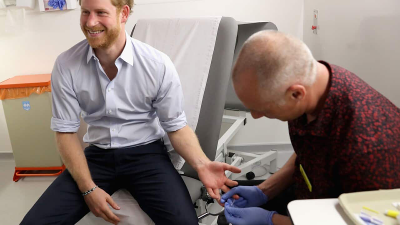 Prince Harry has a HIV blood test.