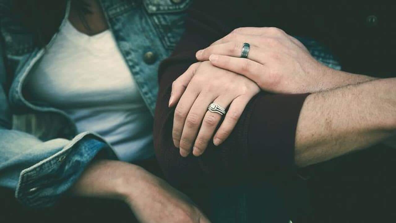 A couple embracing