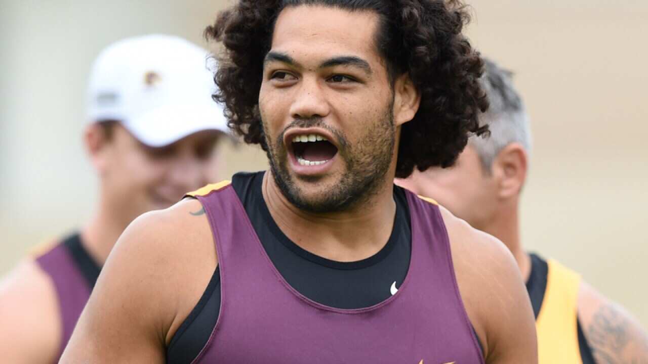 Adam Blair looks on during the Brisbane Broncos training session
